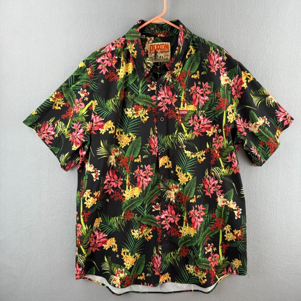 Dixxon Shirt Mens XL Gili D Lite Stretch Button Up Party Wear Hawaiian Floral